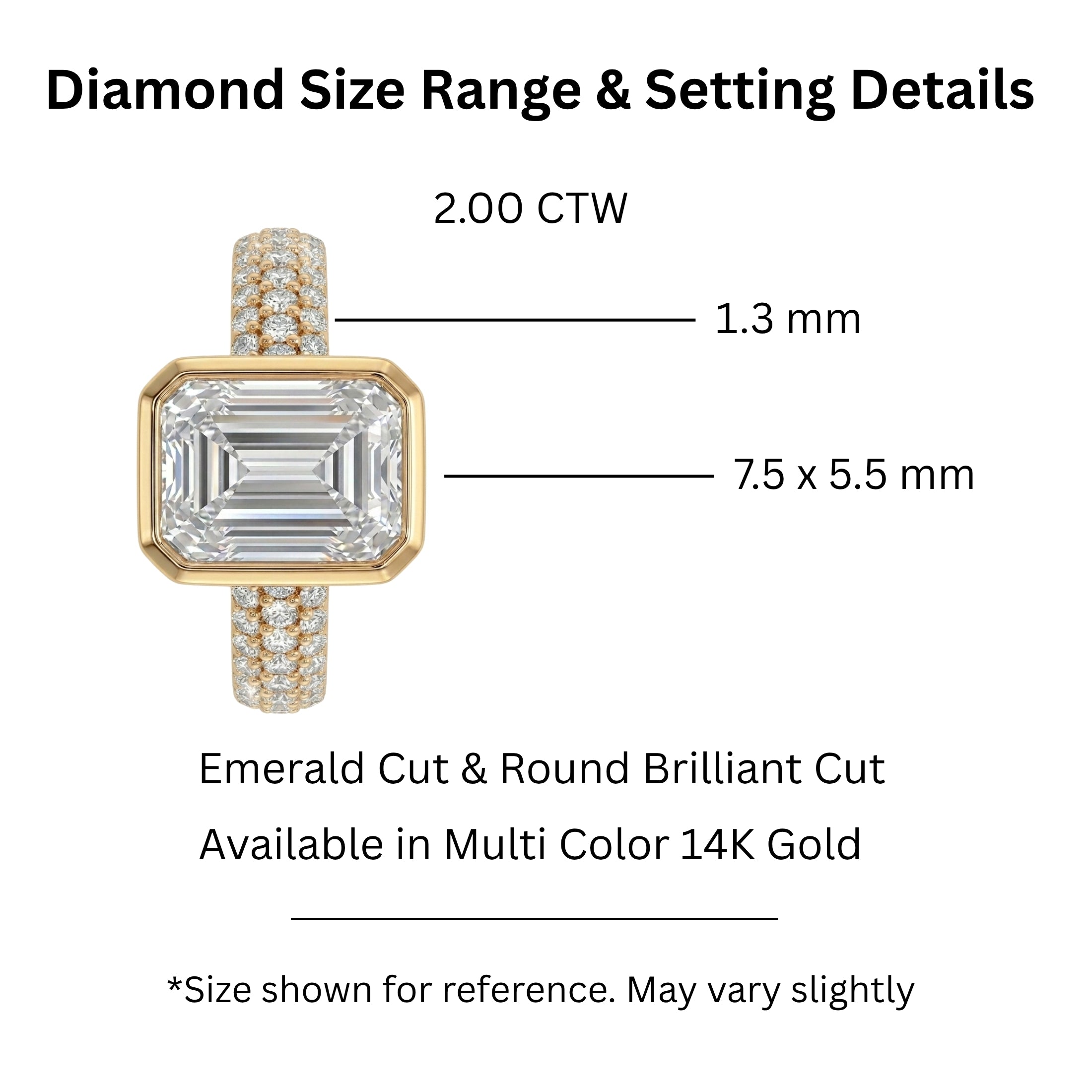 2.00 Carat T.W. Emerald and Round-cut Lab Grown Diamond (F/VS+) 14K Gold Solitaire Band Ring