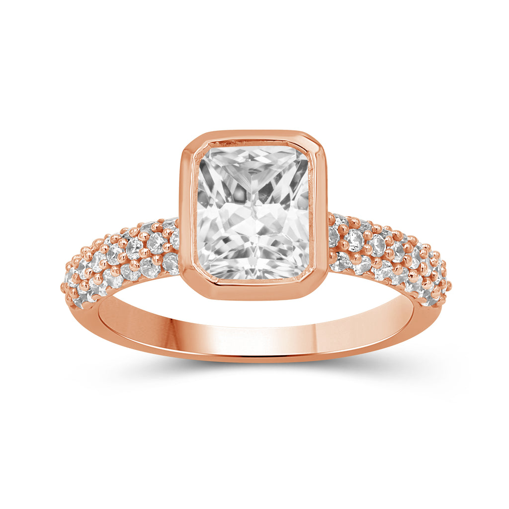 2.00 Carat T.W. Emerald and Round-cut Lab Grown Diamond (F/VS+) 14K Gold Solitaire Band Ring