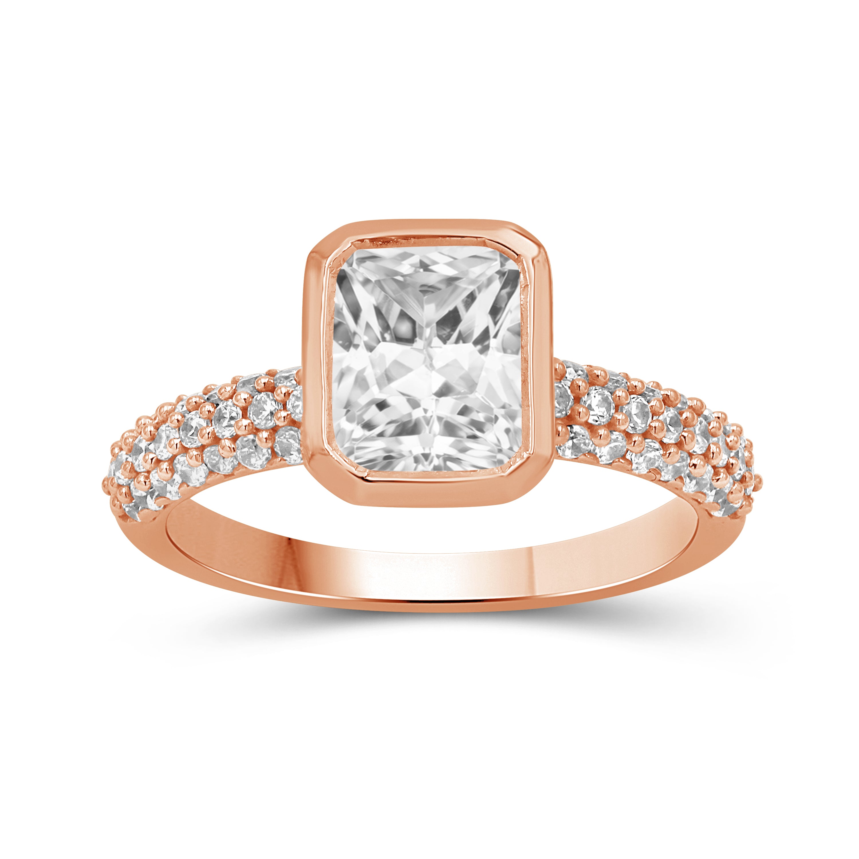 2.00 Carat T.W. Emerald and Round-cut Lab Grown Diamond (F/VS+) 14K Gold Solitaire Band Ring