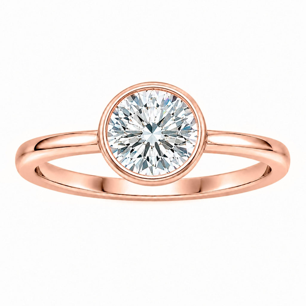 Diamonair Solitaire Ring Set - Lab Grown Diamond 14K Gold Bezel Solitaire Ring