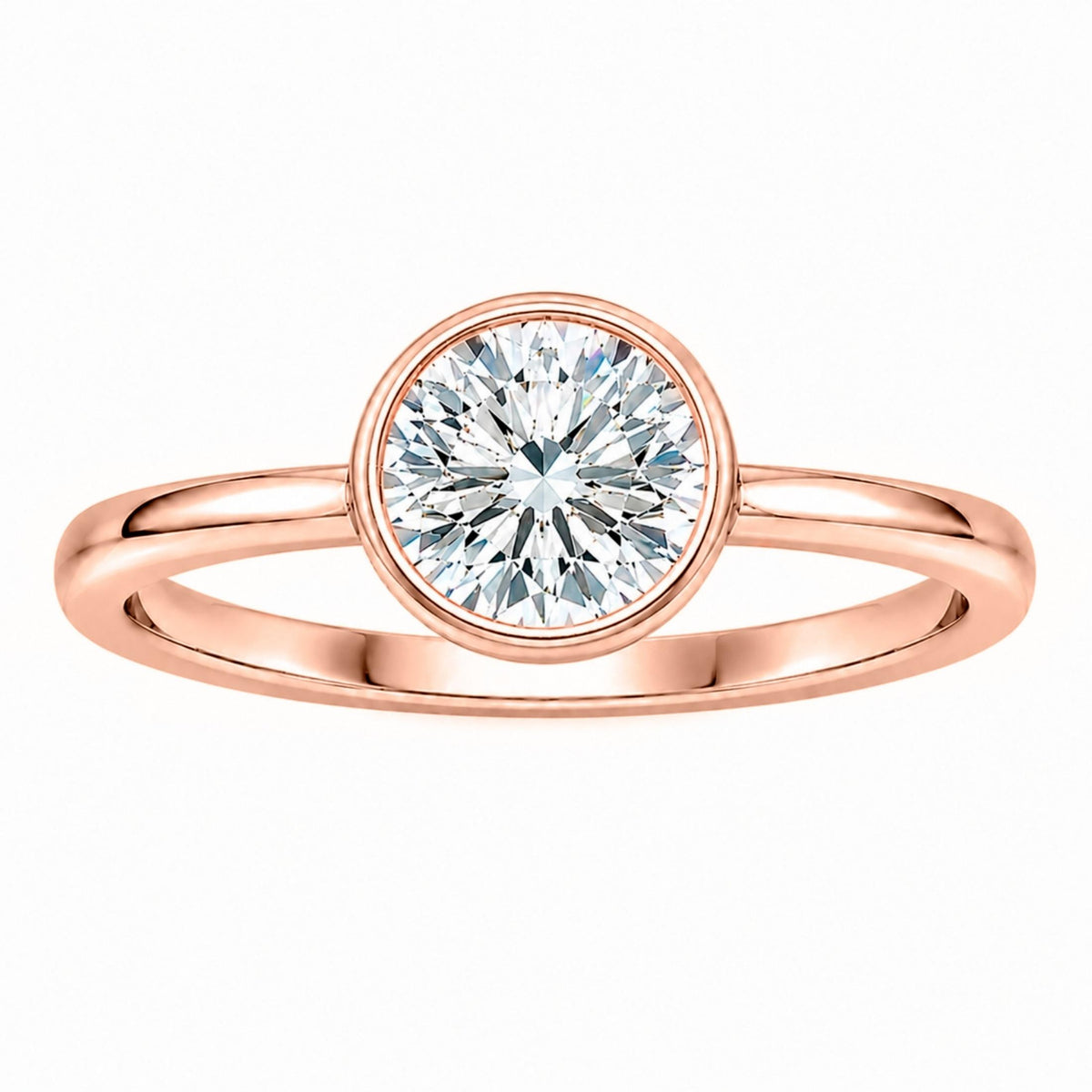 Diamonair Solitaire Ring Set - Lab Grown Diamond 14K Gold Bezel Solitaire Ring
