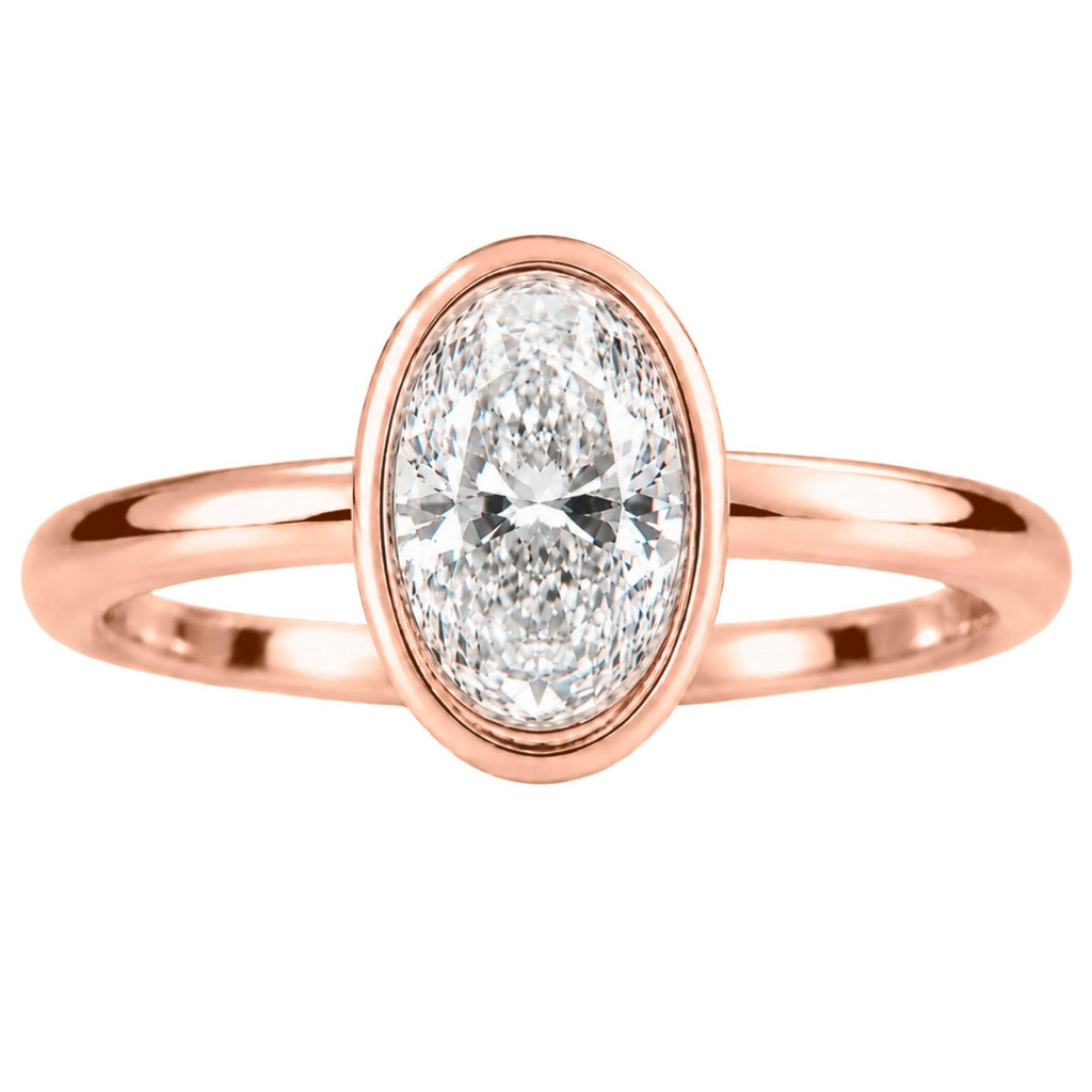 Diamonair Solitaire Ring Set - Lab Grown Diamond 14K Gold Bezel Solitaire Ring