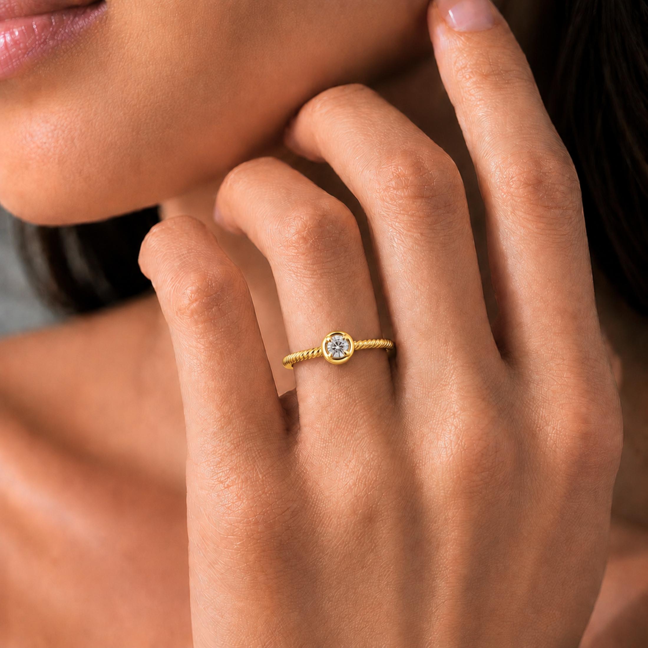 1/6 Carat T.W. Round-cut Lab Grown Diamond (F/VS+) 14K Gold Ring