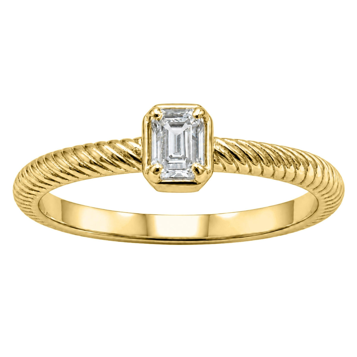 0.2 ctw Emerald Bezel Engagement Ring