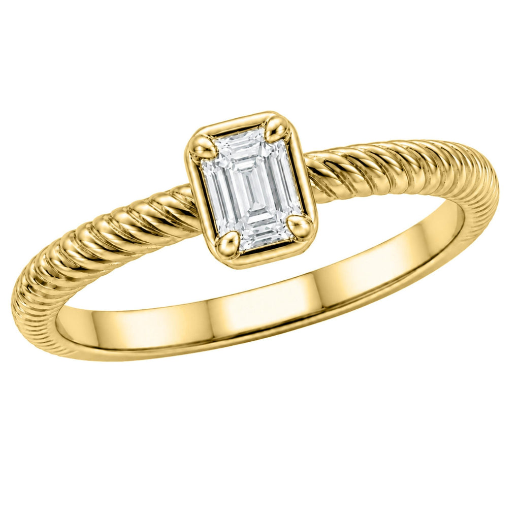 0.20 Carat T.W. Emerald-cut Lab Grown Diamond (F/VS+) 14K Gold Ring