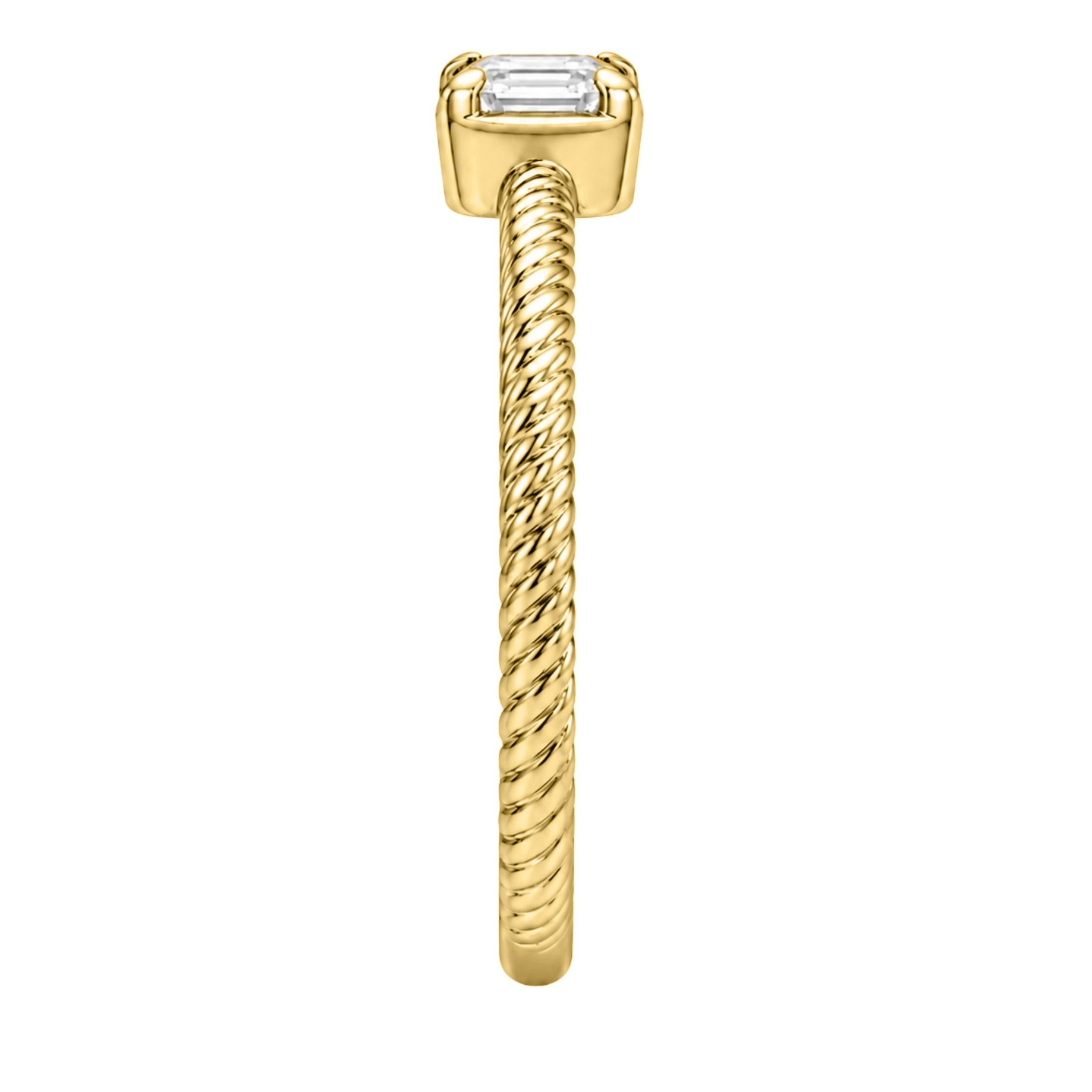 0.20 Carat T.W. Emerald-cut Lab Grown Diamond (F/VS+) 14K Gold Ring