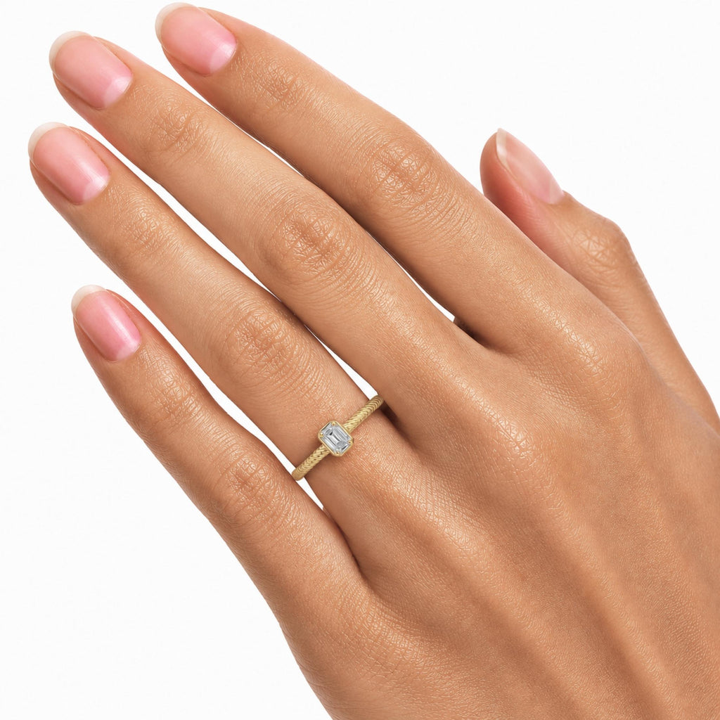 0.20 Carat T.W. Emerald-cut Lab Grown Diamond (F/VS+) 14K Gold Ring