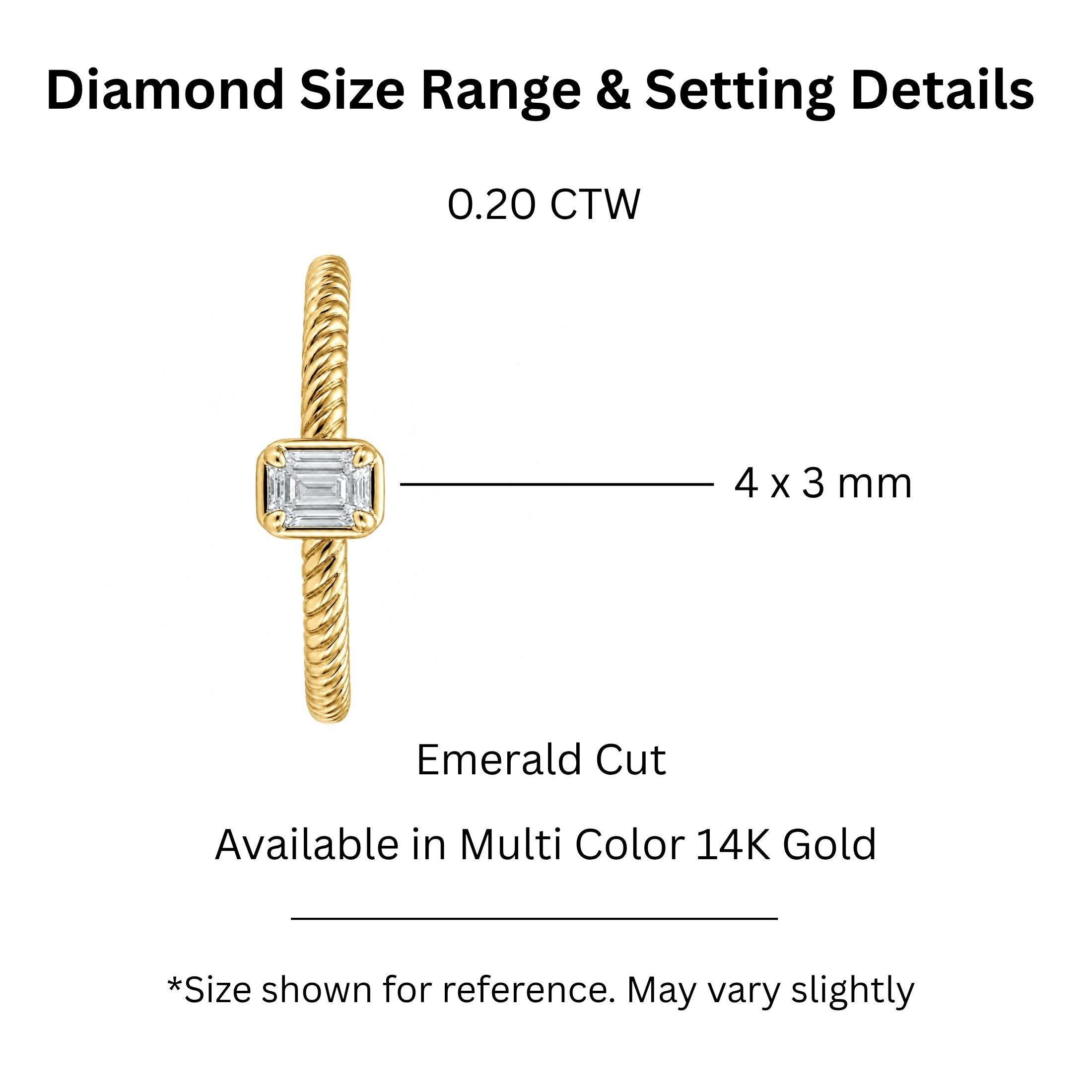 0.20 Carat T.W. Emerald-cut Lab Grown Diamond (F/VS+) 14K Gold Ring