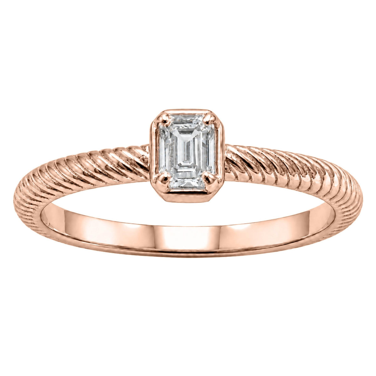 0.2 ctw Emerald Bezel Engagement Ring