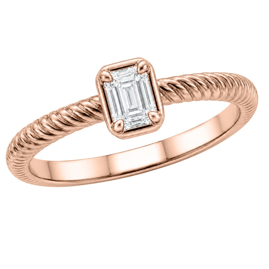 0.20 Carat T.W. Emerald-cut Lab Grown Diamond (F/VS+) 14K Gold Ring