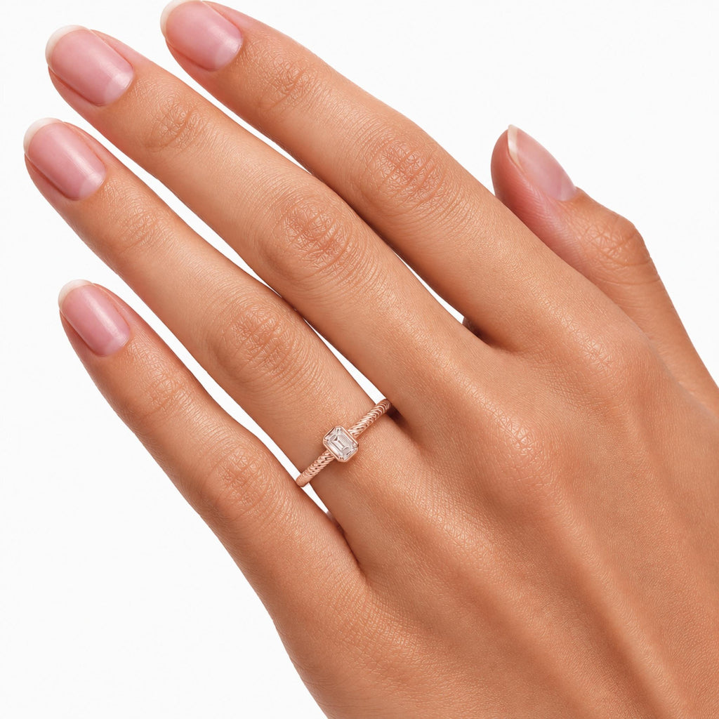 0.20 Carat T.W. Emerald-cut Lab Grown Diamond (F/VS+) 14K Gold Ring