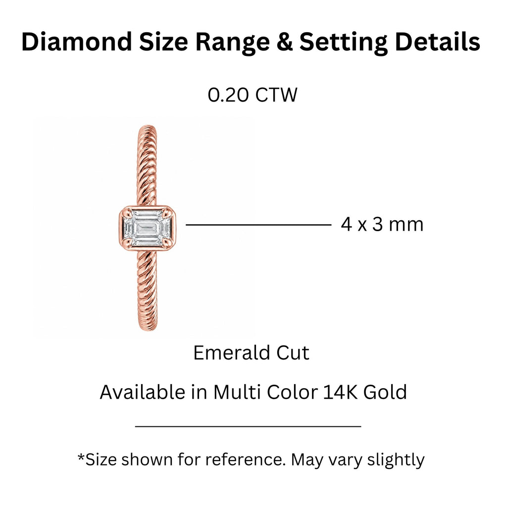 0.20 Carat T.W. Emerald-cut Lab Grown Diamond (F/VS+) 14K Gold Ring