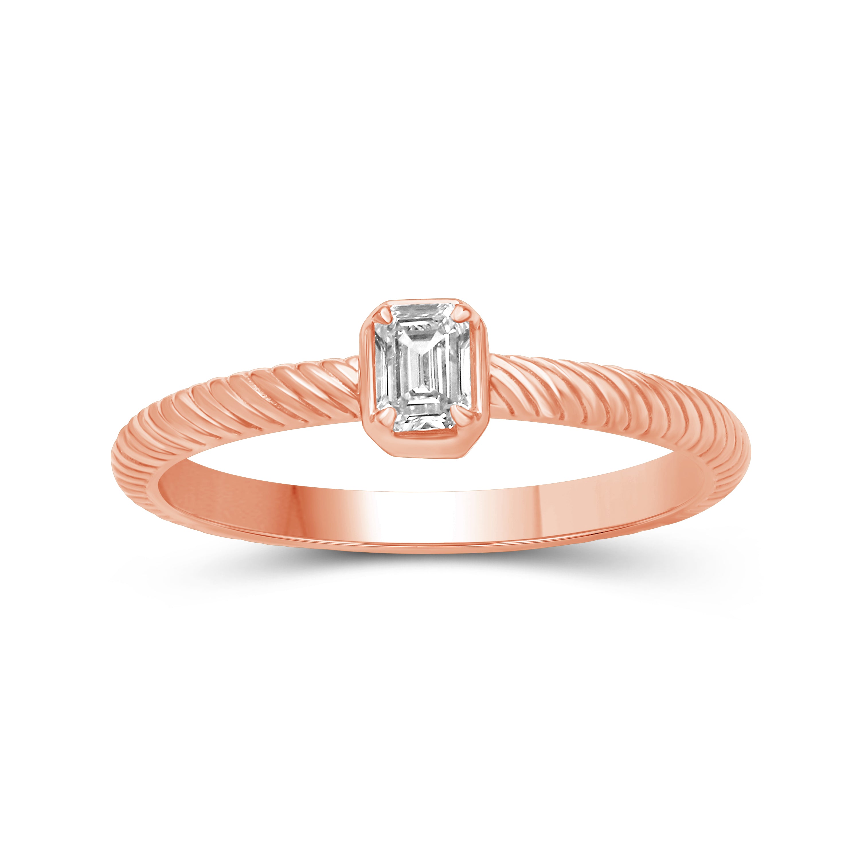 1/5 Carat T.W. Emerald-cut Lab Grown Diamond (F/VS+) 14K Gold Ring