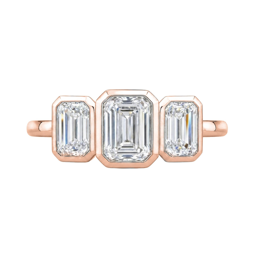 Diamonair 3 Stone Bezel Ring set - Lab Grown Diamond 14K Gold 3 Stone Bezel Ring