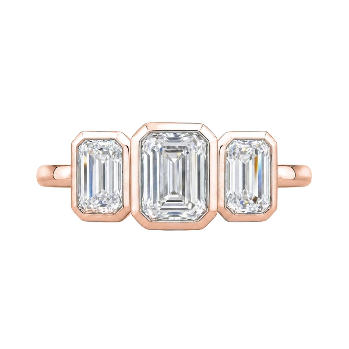 Diamonair 3 Stone Bezel Ring set - Lab Grown Diamond 14K Gold 3 Stone Bezel Ring
