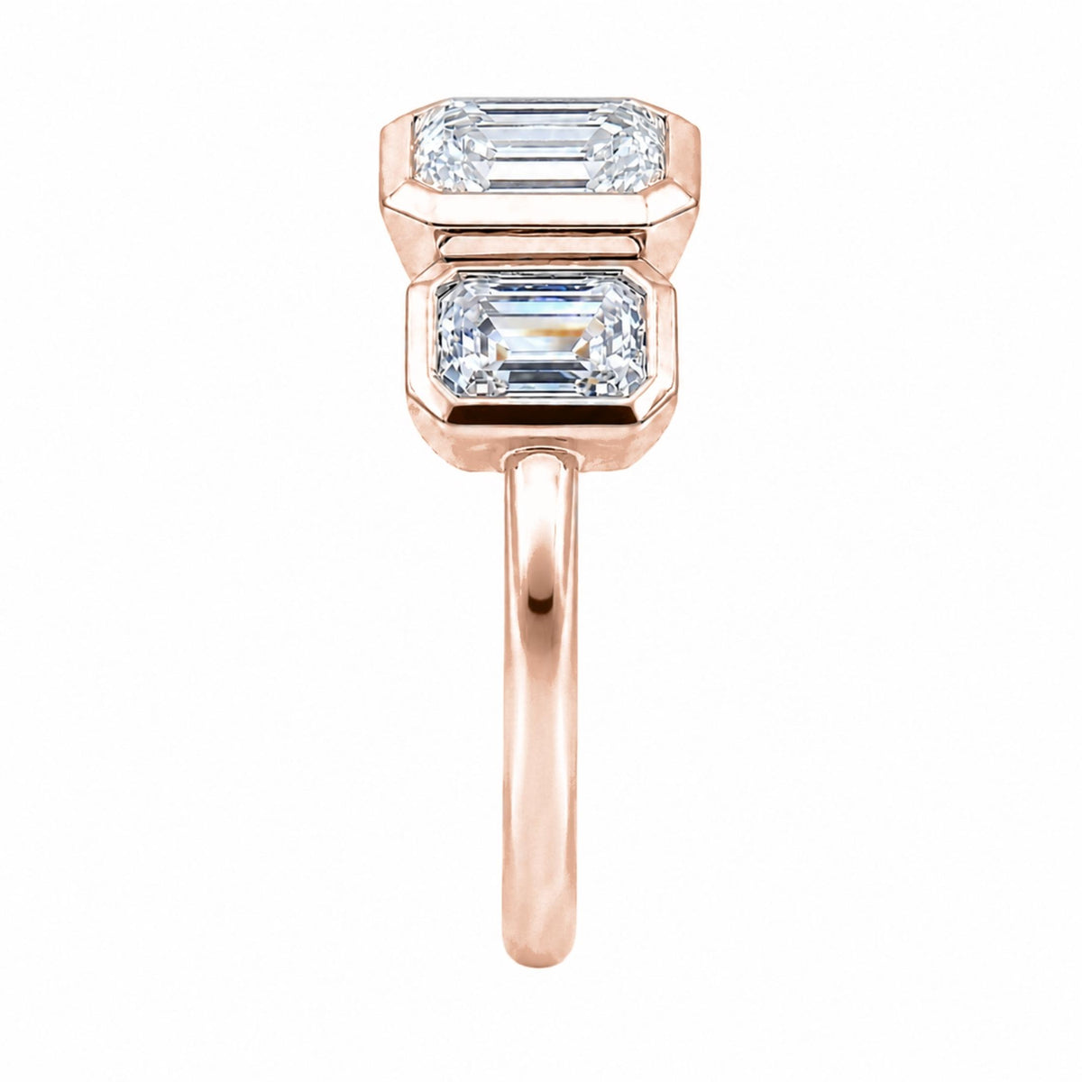 Diamonair 3 Stone Bezel Ring set - Lab Grown Diamond 14K Gold 3 Stone Bezel Ring