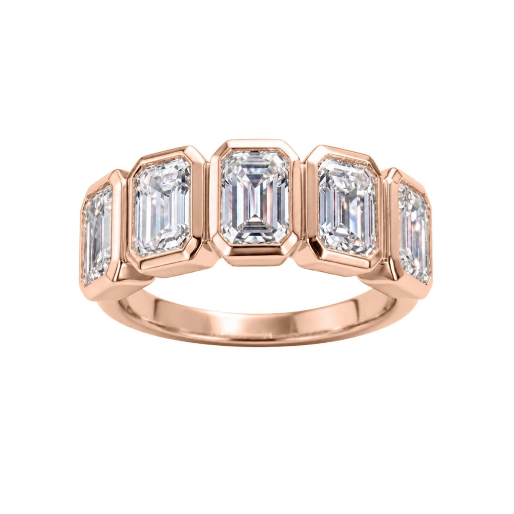 Diamonair 5 Stone Bezel Ring set - Lab Grown Diamond 14K Gold 5 Stone Bezel Ring