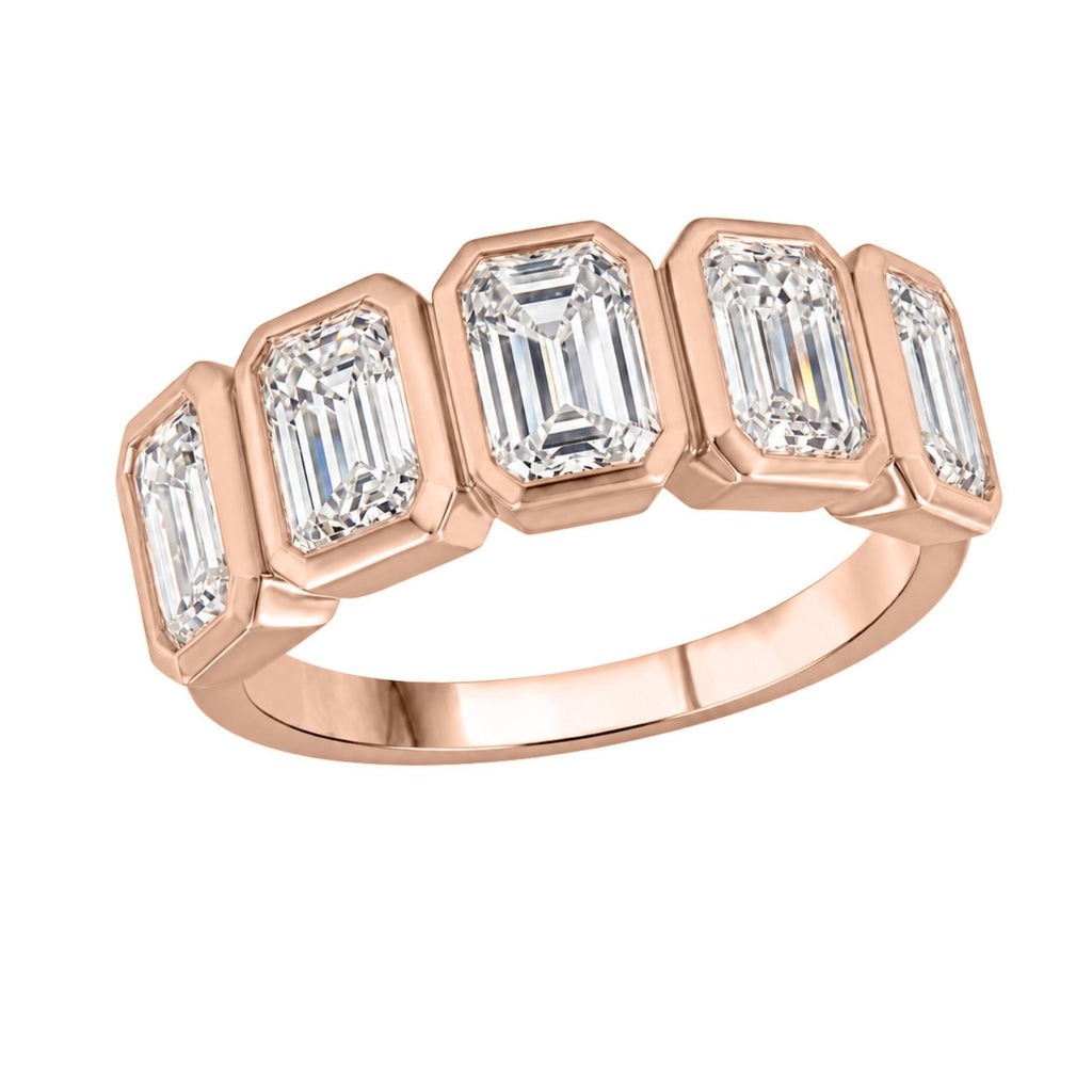 Diamonair 5 Stone Bezel Ring set - Lab Grown Diamond 14K Gold 5 Stone Bezel Ring