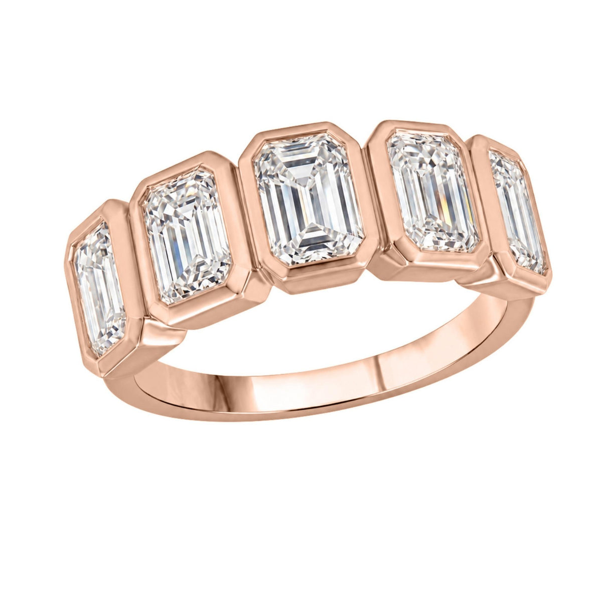 Diamonair 5 Stone Bezel Ring set - Lab Grown Diamond 14K Gold 5 Stone Bezel Ring