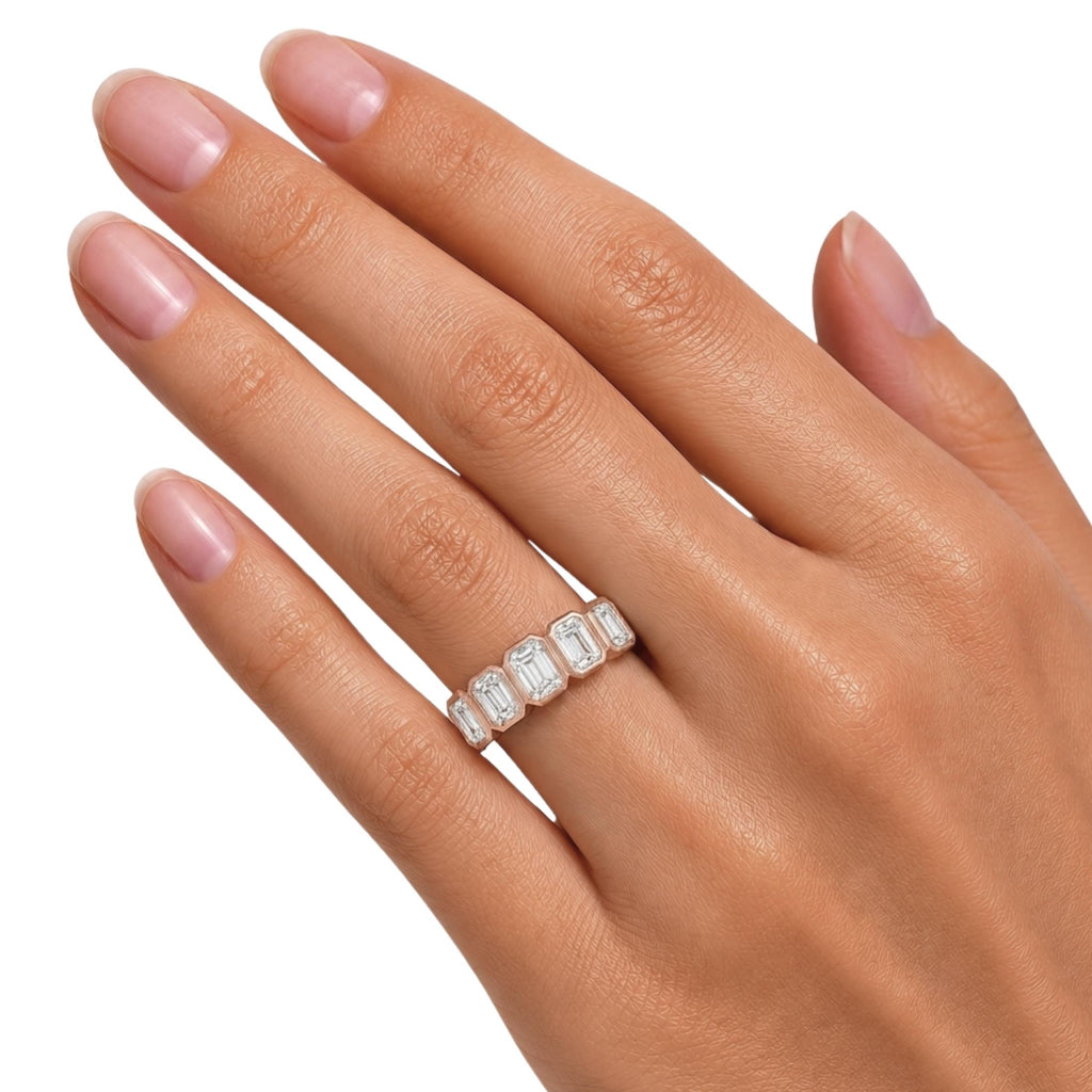 Diamonair 5 Stone Bezel Ring set - Lab Grown Diamond 14K Gold 5 Stone Bezel Ring