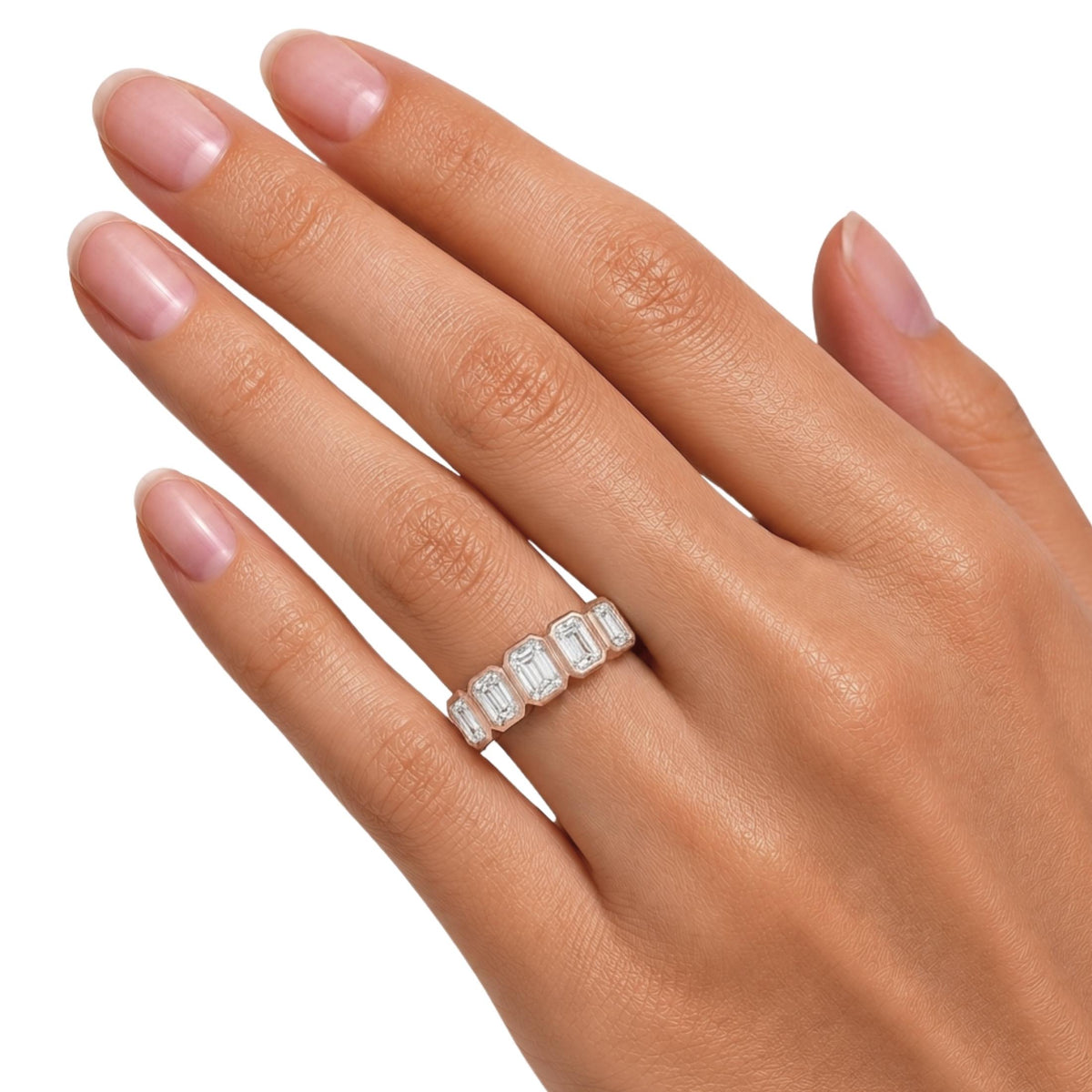 Diamonair 5 Stone Bezel Ring set - Lab Grown Diamond 14K Gold 5 Stone Bezel Ring