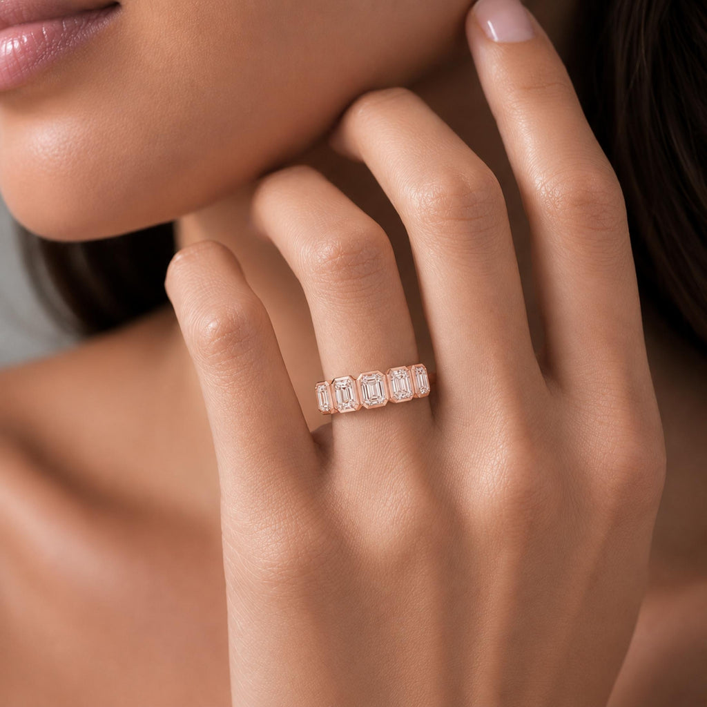 Diamonair 5 Stone Bezel Ring set - Lab Grown Diamond 14K Gold 5 Stone Bezel Ring