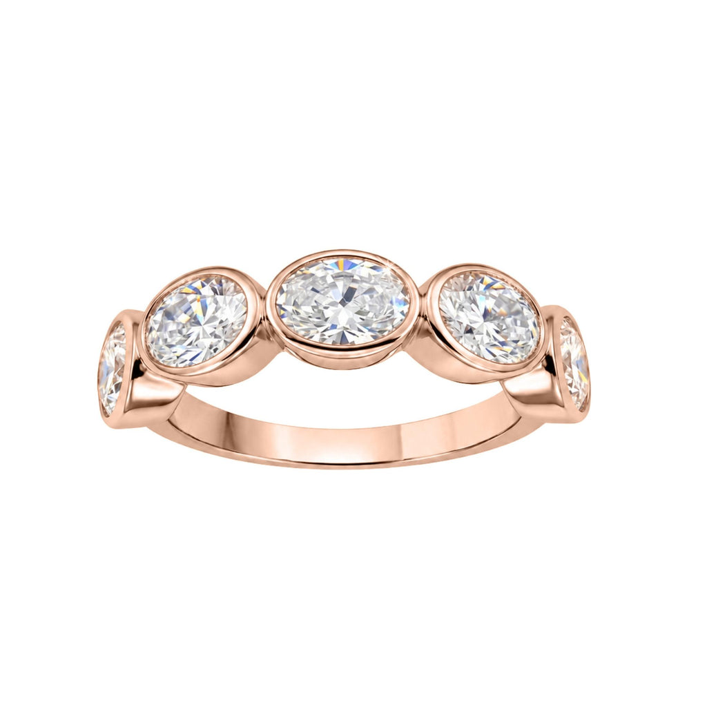 Diamonair 5 Stone Bezel Ring set - Lab Grown Diamond 14K Gold 5 Stone Bezel Ring