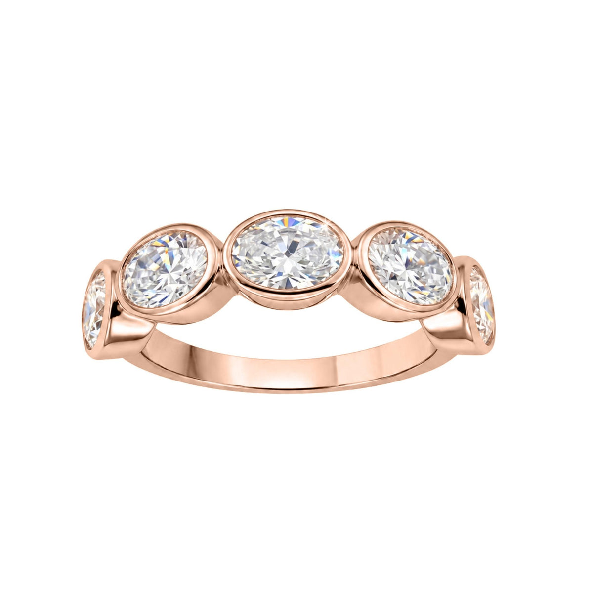 Diamonair 5 Stone Bezel Ring set - Lab Grown Diamond 14K Gold 5 Stone Bezel Ring