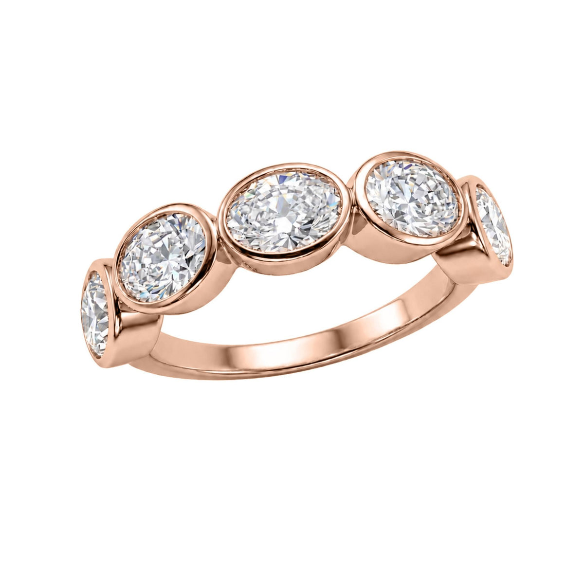 Diamonair 5 Stone Bezel Ring set - Lab Grown Diamond 14K Gold 5 Stone Bezel Ring
