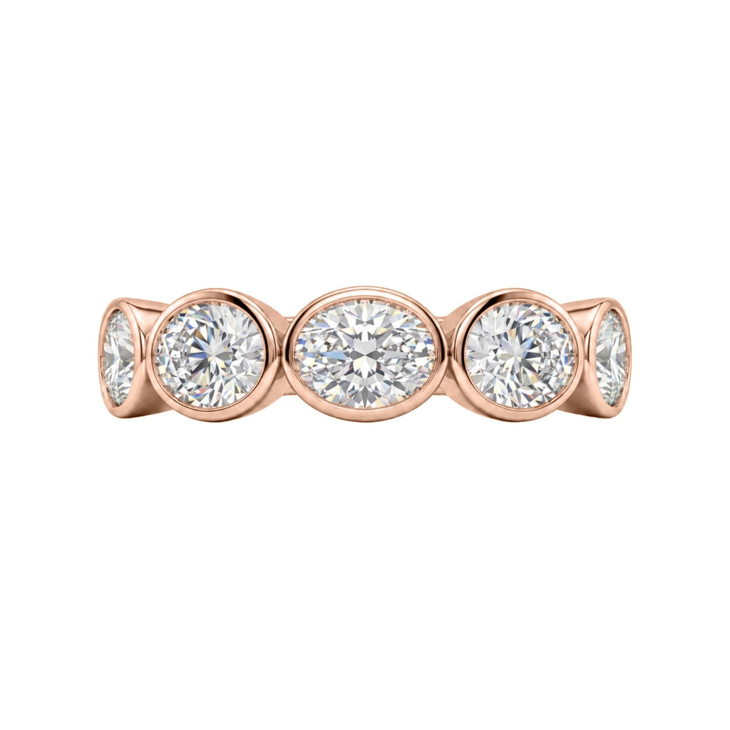Diamonair 5 Stone Bezel Ring set - Lab Grown Diamond 14K Gold 5 Stone Bezel Ring
