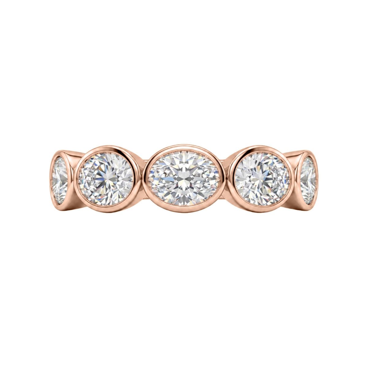 Diamonair 5 Stone Bezel Ring set - Lab Grown Diamond 14K Gold 5 Stone Bezel Ring