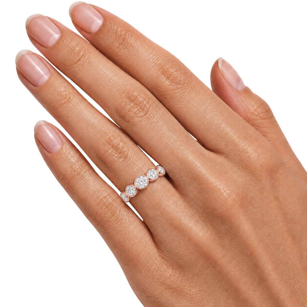 Diamonair 5 Stone Bezel Ring set - Lab Grown Diamond 14K Gold 5 Stone Bezel Ring