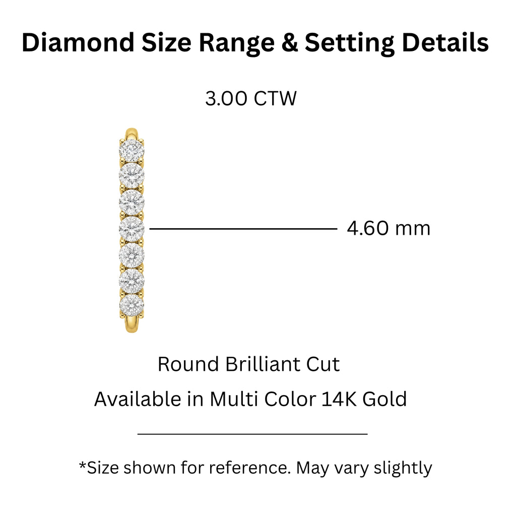 2.00-5.00 Carat T.W. Round-cut Lab Grown Diamond (F/VS+) 14K Gold 7 Stone Band Ring