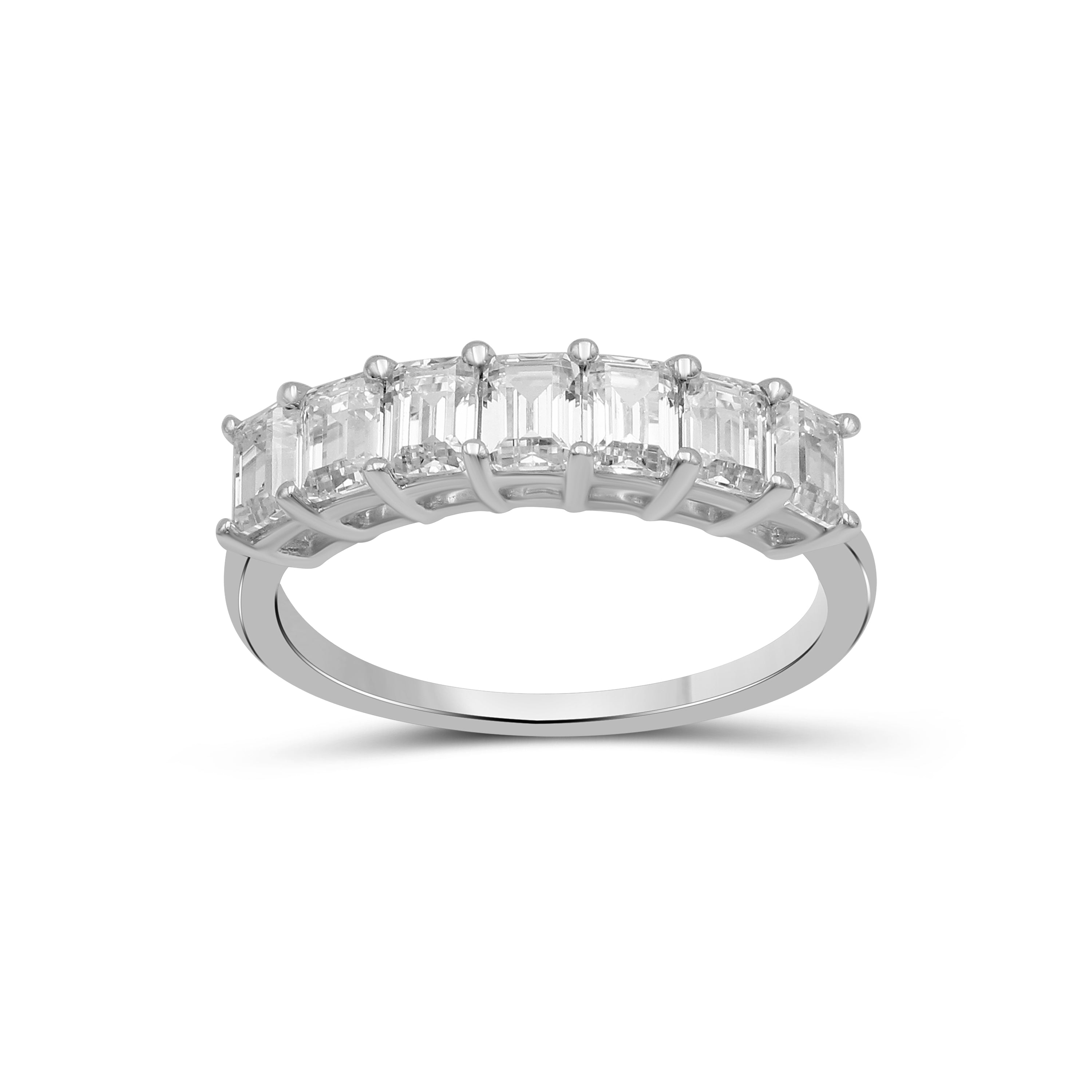 2.00 - 5.00 Carat T.W. Emerald-cut Lab Grown Diamond (F/VS+) 14K Gold 7 Stone Band Ring