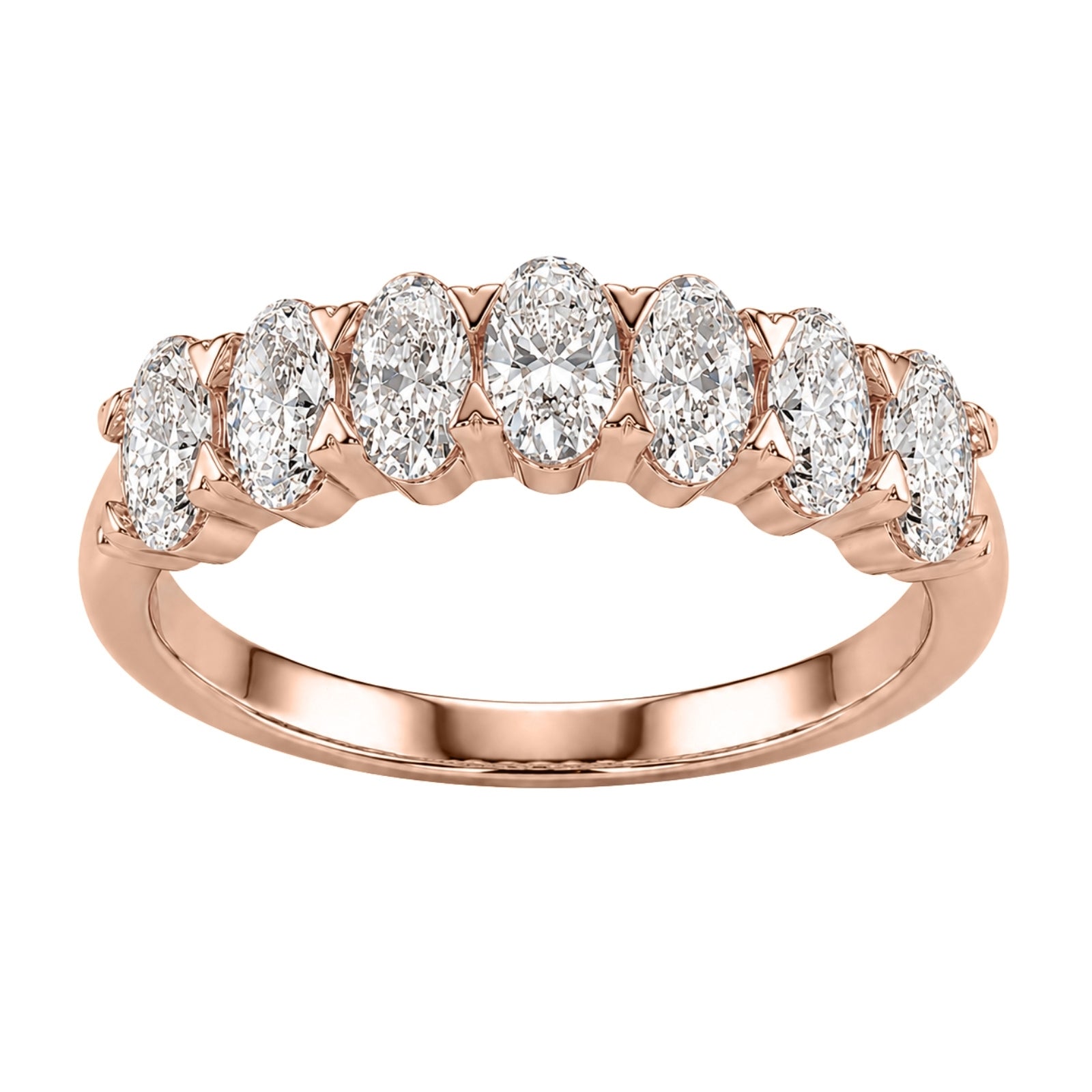 2.00 -3.00 Carat T.W. Oval-cut Lab Grown Diamond (F/VS+) 14K Gold 7 Stone Band Ring