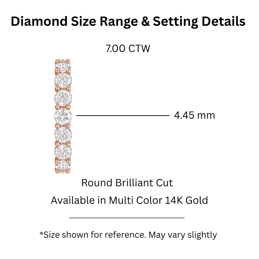 3.00 - 7.00  Carat T.W. Round-cut Lab Grown Diamond (F/VS+) 14K Gold Eternity Band Ring