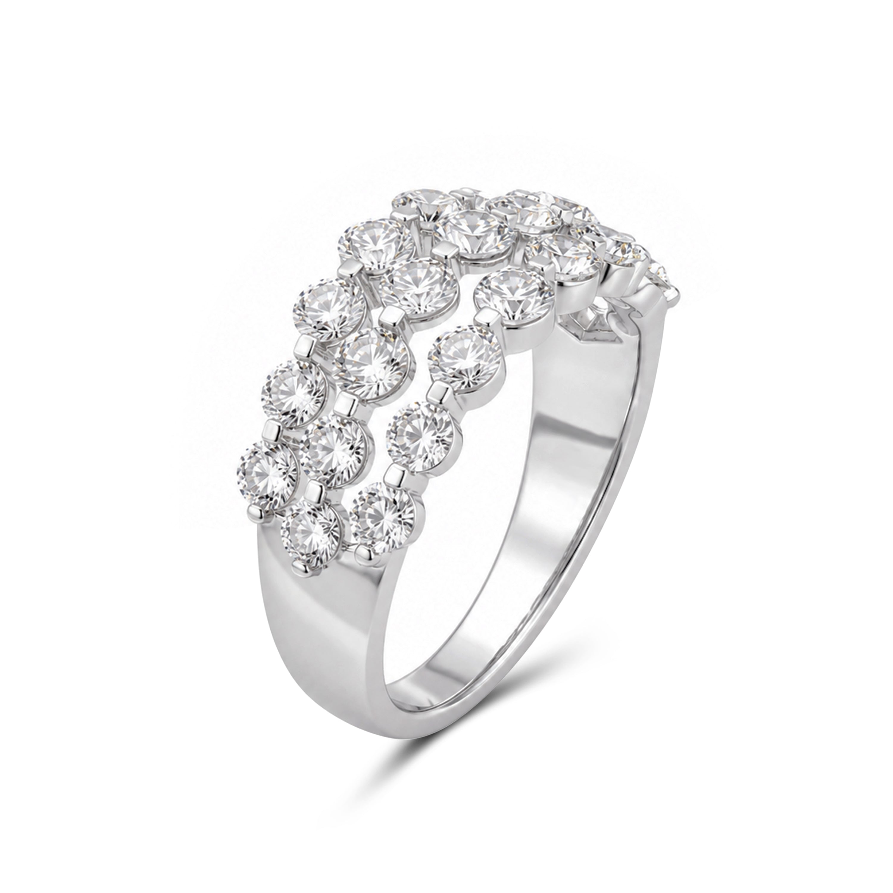Diamonair Lab Grown Diamond (F/VS+) 2.00 carat Round cut Sterling Silver Ring - Sterling Silver | Gold over Silver