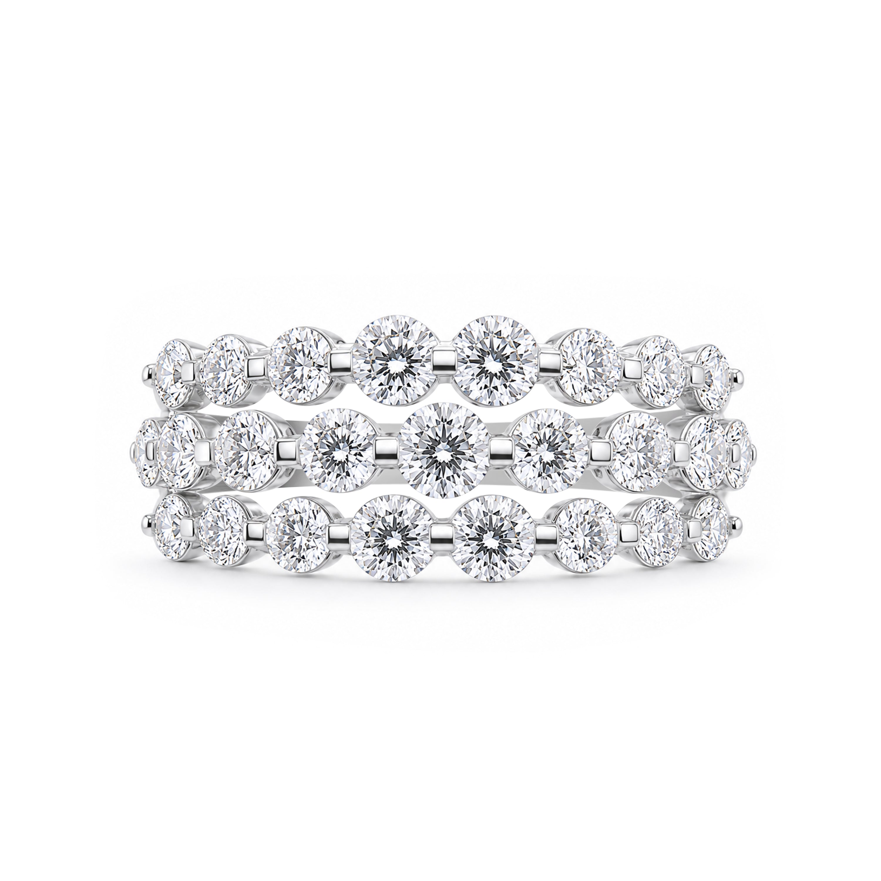 Diamonair Lab Grown Diamond (F/VS+) 2.00 carat Round cut Sterling Silver Ring - Sterling Silver | Gold over Silver