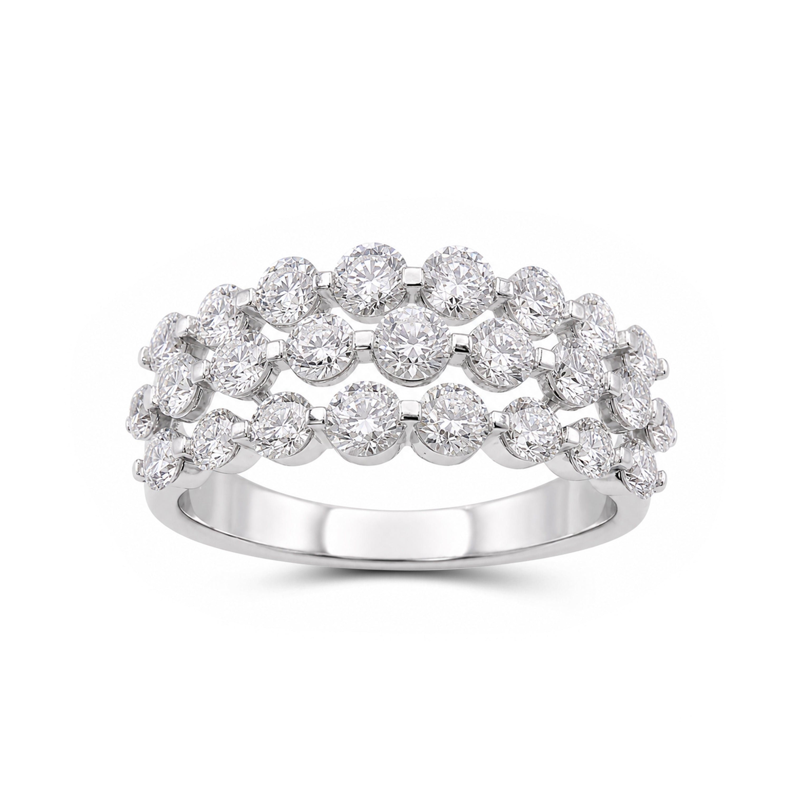 Diamonair Lab Grown Diamond (F/VS+) 2.00 carat Round cut Sterling Silver Ring - Sterling Silver | Gold over Silver