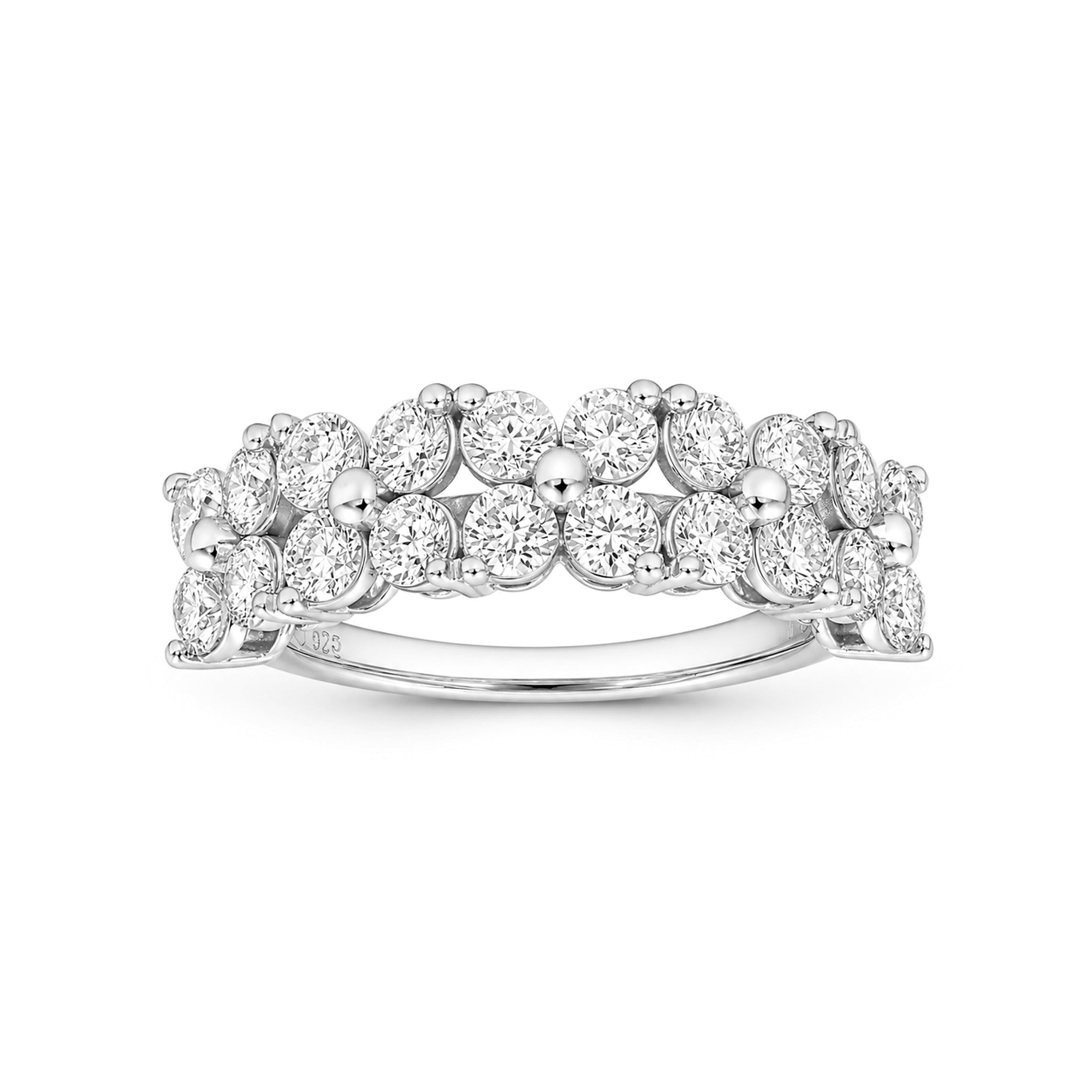Diamonair Lab Grown Diamond (F/VS+) 2.00 carat Round cut Sterling Silver Ring - Sterling Silver | Gold over Silver