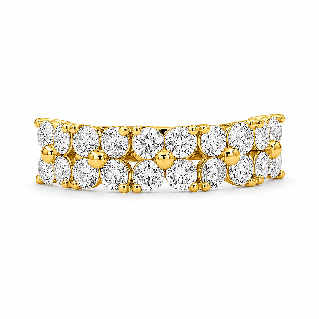 Diamonair Lab Grown Diamond (F/VS+) 2.00 carat Round cut Sterling Silver Ring - Sterling Silver | Gold over Silver