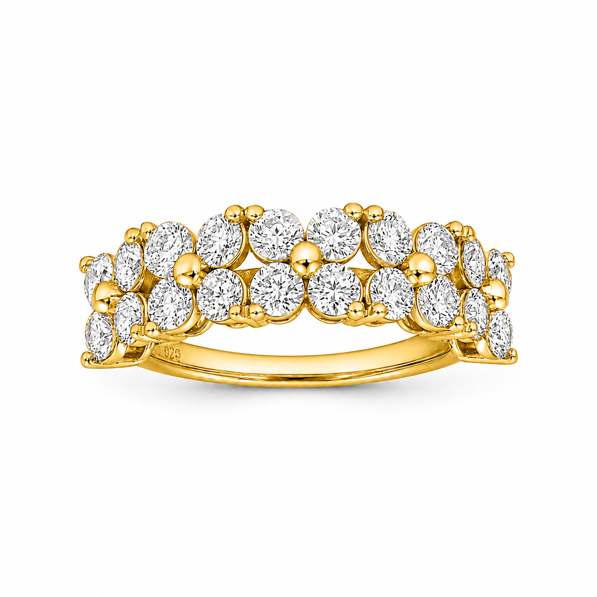 Diamonair Lab Grown Diamond (F/VS+) 2.00 carat Round cut Sterling Silver Ring - Sterling Silver | Gold over Silver