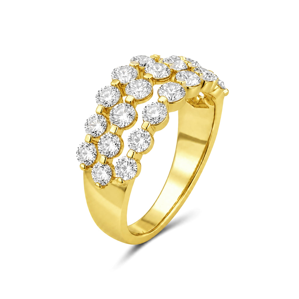 Diamonair Lab Grown Diamond (F/VS+) 2.00 carat Round cut Sterling Silver Ring - Sterling Silver | Gold over Silver