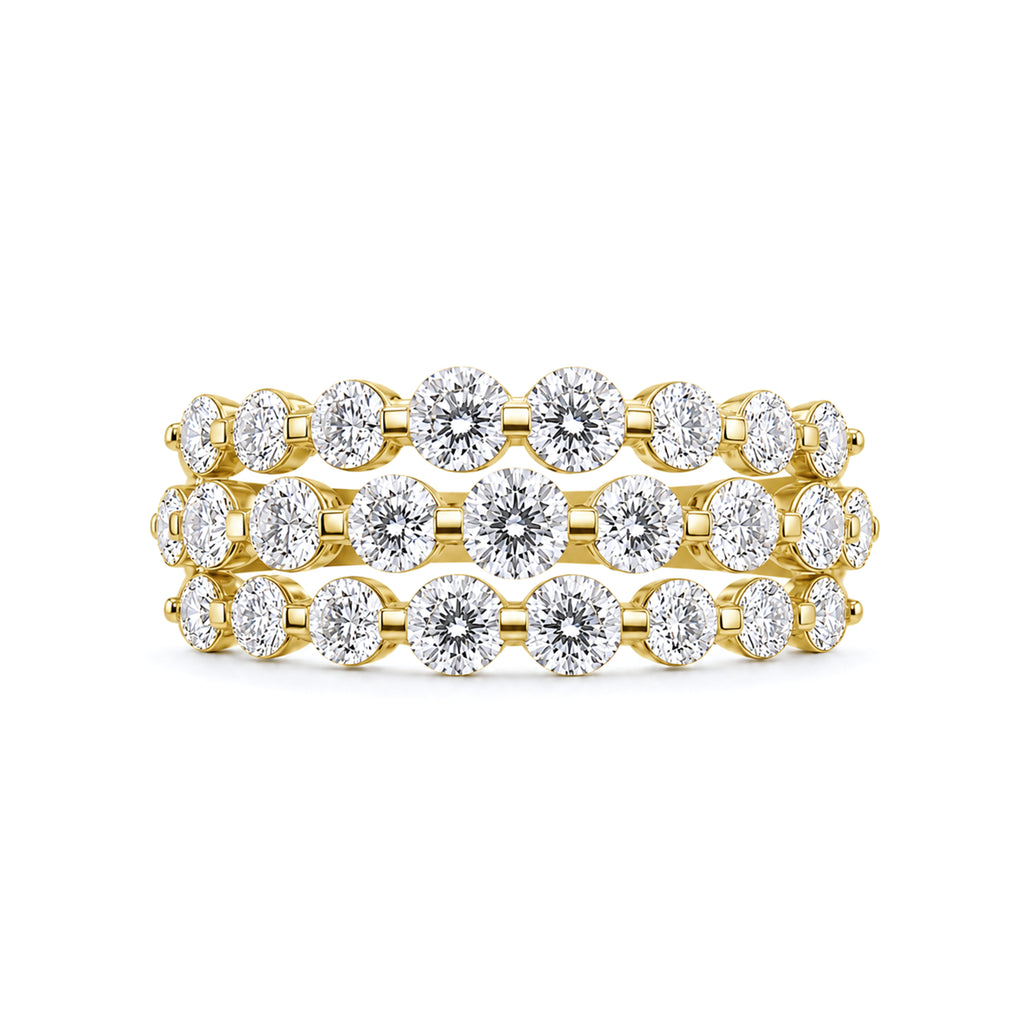 Diamonair Lab Grown Diamond (F/VS+) 2.00 carat Round cut Sterling Silver Ring - Sterling Silver | Gold over Silver
