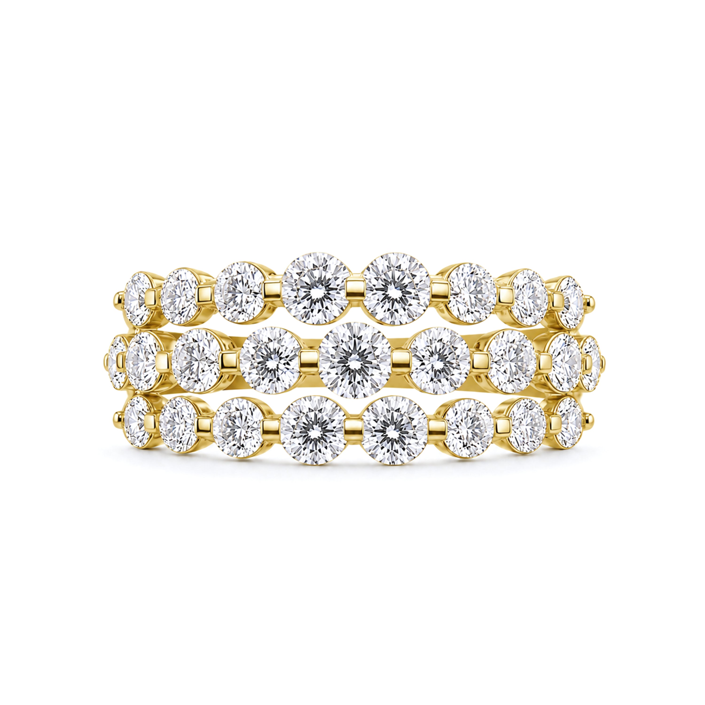Diamonair Lab Grown Diamond (F/VS+) 2.00 carat Round cut Sterling Silver Ring - Sterling Silver | Gold over Silver