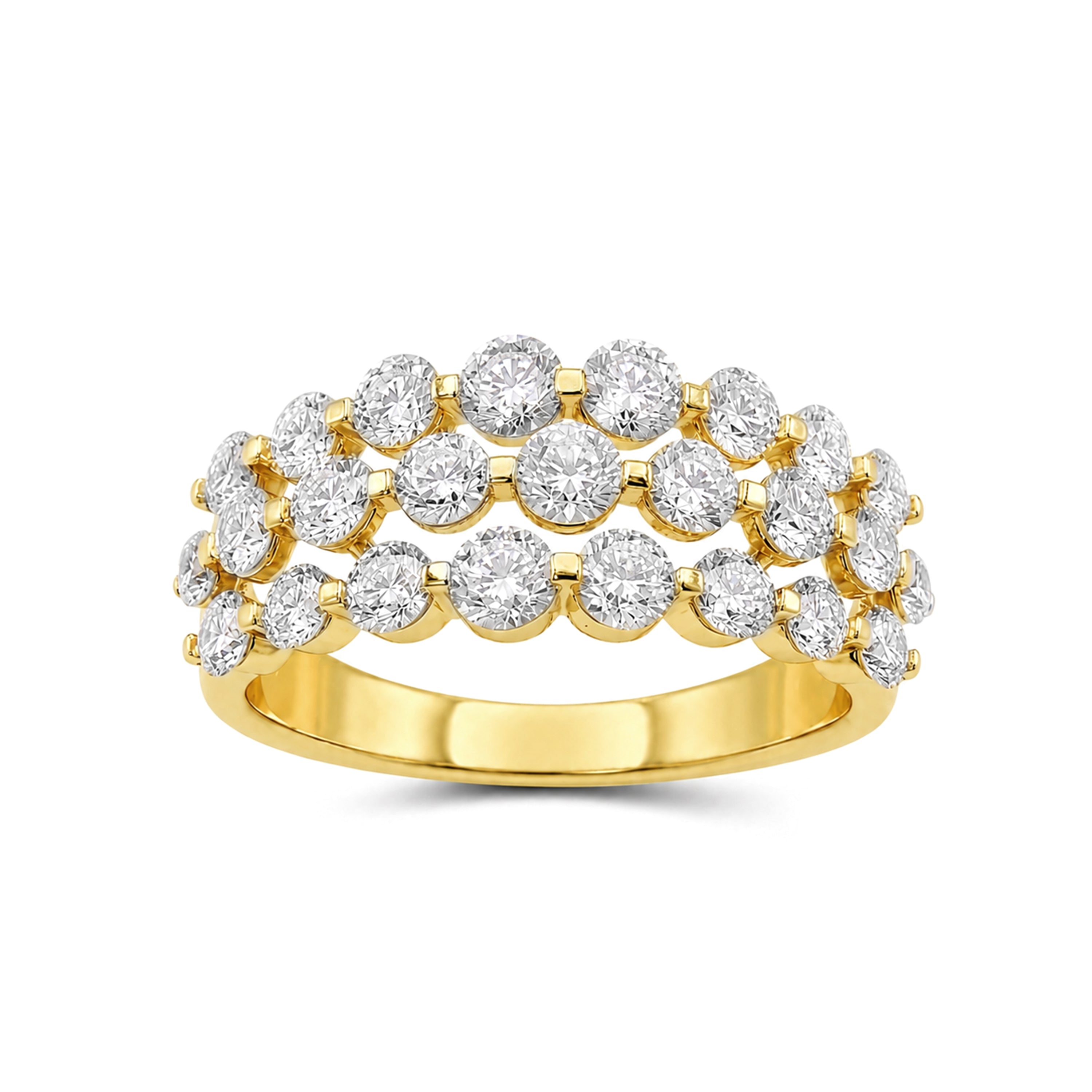 Diamonair Lab Grown Diamond (F/VS+) 2.00 carat Round cut Sterling Silver Ring - Sterling Silver | Gold over Silver