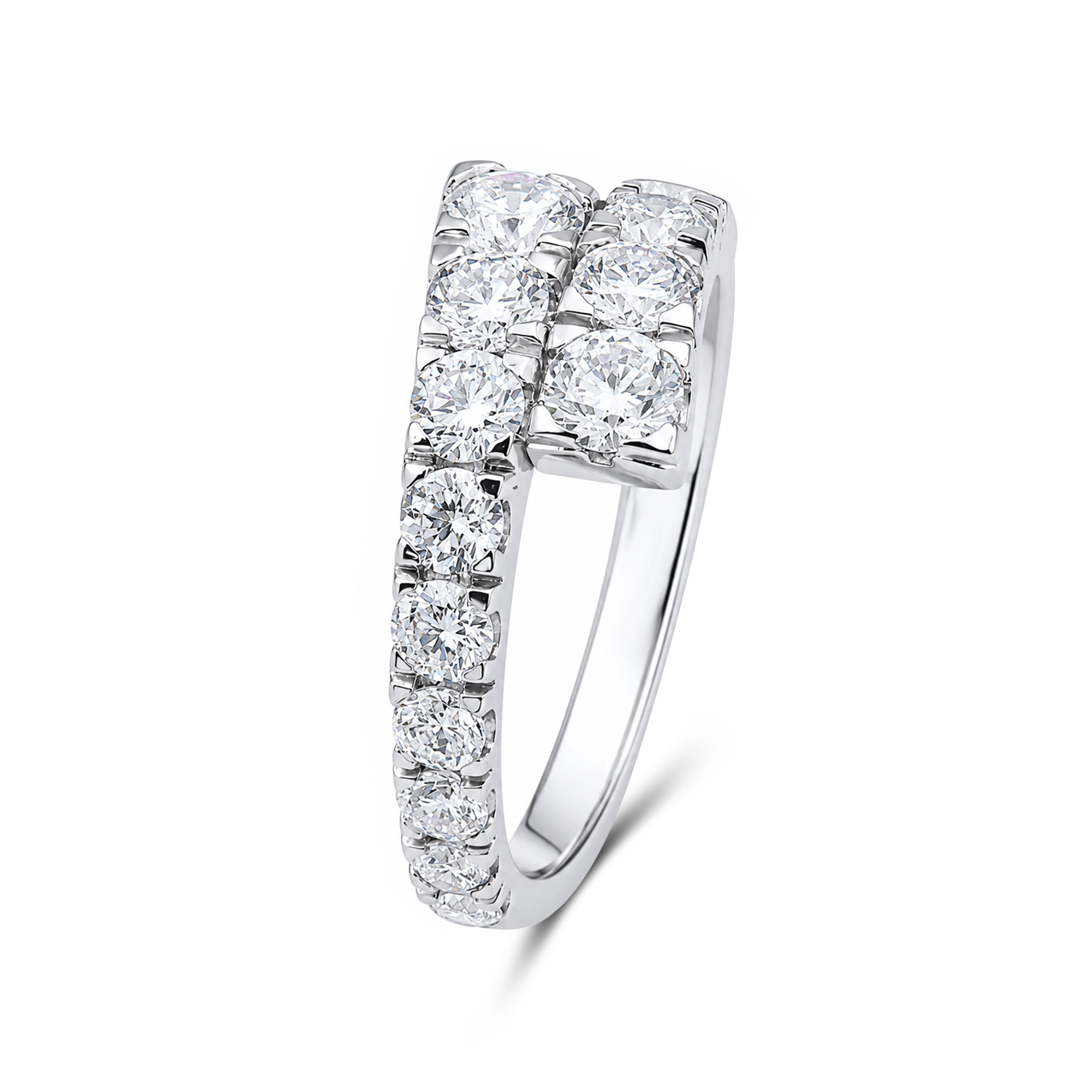 Diamonair Lab Grown Diamond (F/VS+) 2.00 carat Round cut Sterling Silver Ring - Sterling Silver | Gold over Silver