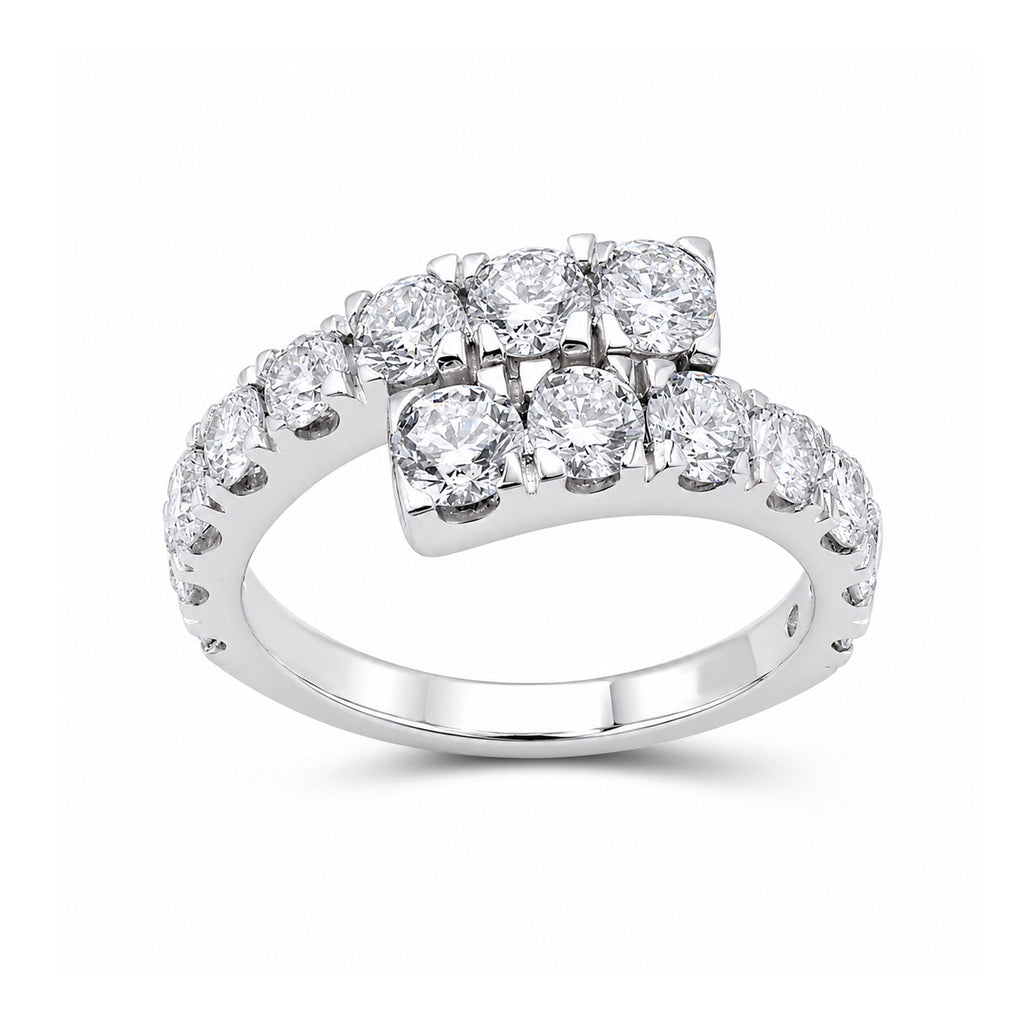 Diamonair Lab Grown Diamond (F/VS+) 2.00 carat Round cut Sterling Silver Ring - Sterling Silver | Gold over Silver