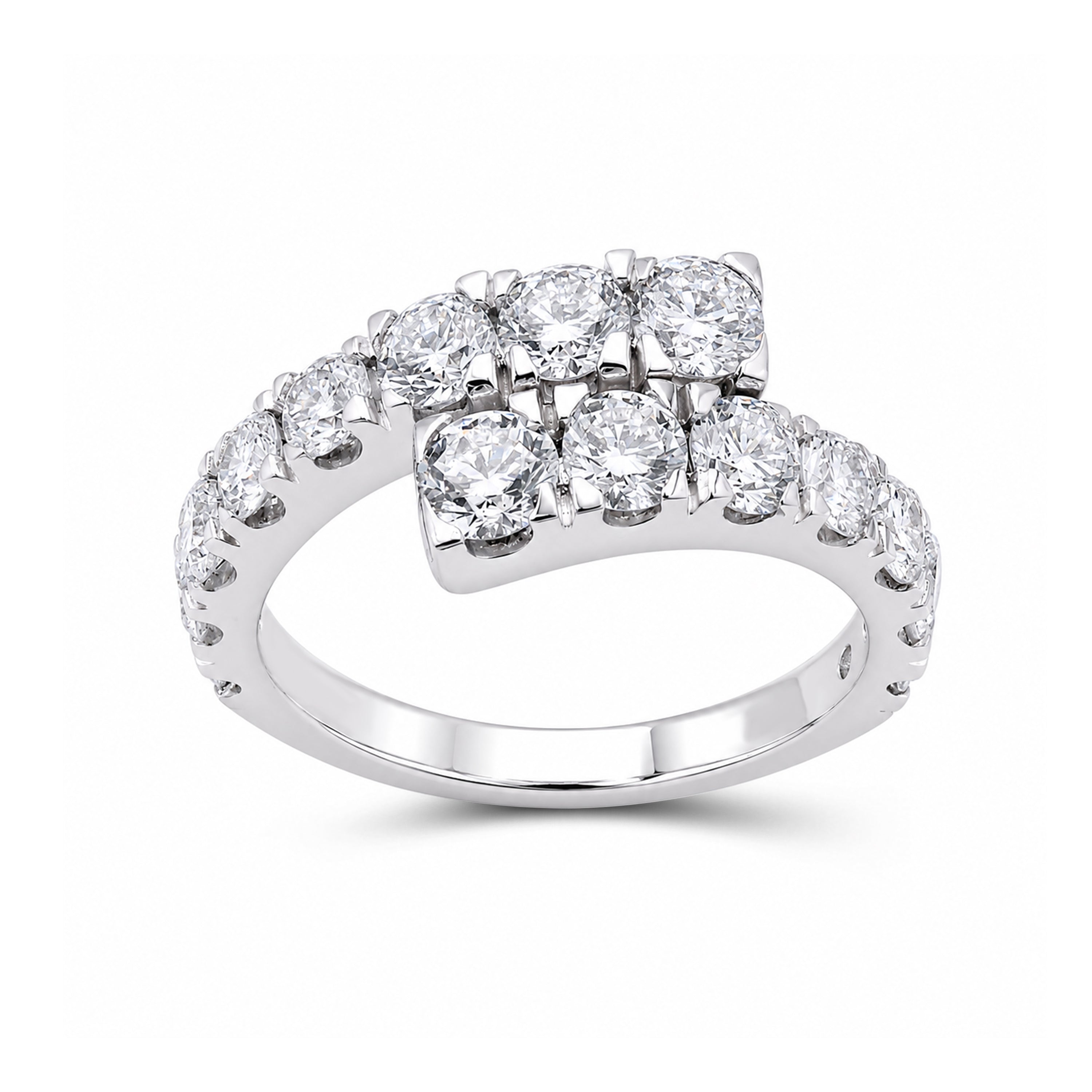 Diamonair Lab Grown Diamond (F/VS+) 2.00 carat Round cut Sterling Silver Ring - Sterling Silver | Gold over Silver