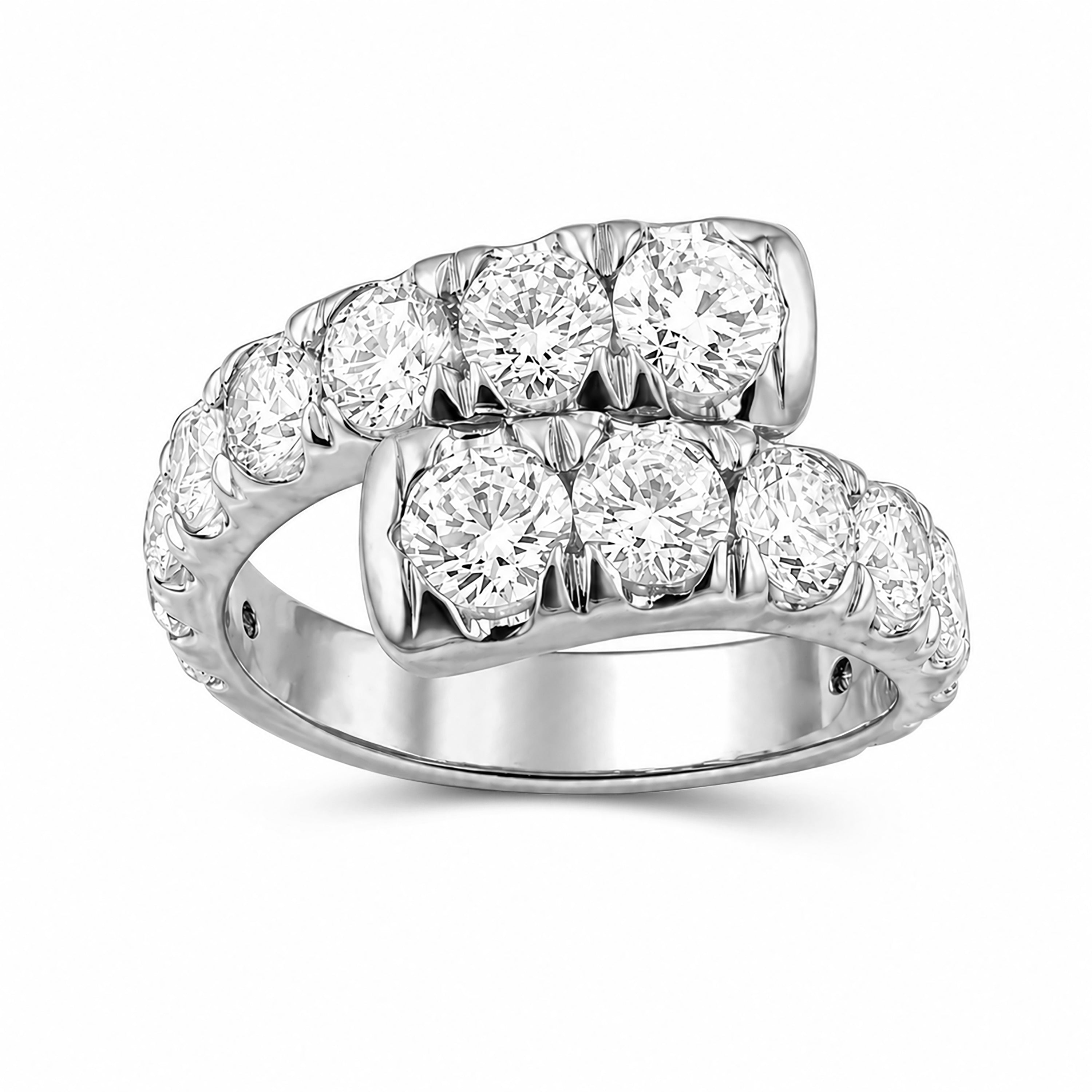 Diamonair Lab Grown Diamond (F/VS+) 3.00 carat Round cut Sterling Silver Ring - Sterling Silver | Gold over Silver